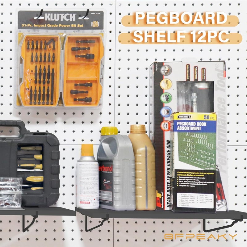 BFPeaky Black Pegboard Shelf Set, 4 pcs Versatile Peg Board Shelving, Ideal Wood Pegboard Shelves for Efficient Storage and Organization Solutions - Image 4